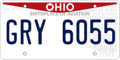 OH license plate GRY6055