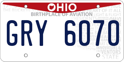 OH license plate GRY6070