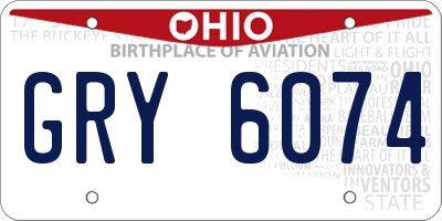 OH license plate GRY6074