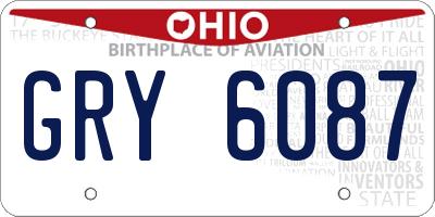 OH license plate GRY6087