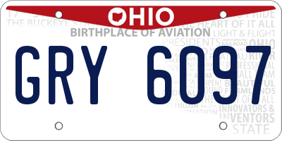 OH license plate GRY6097