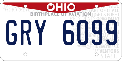 OH license plate GRY6099