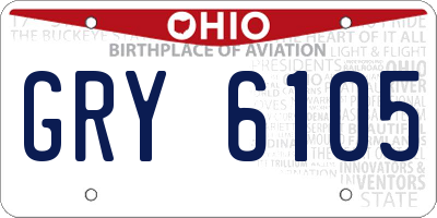 OH license plate GRY6105