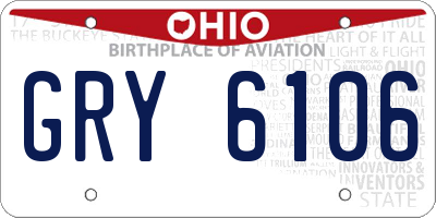 OH license plate GRY6106