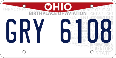 OH license plate GRY6108
