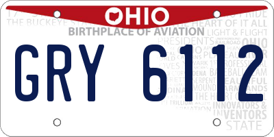 OH license plate GRY6112