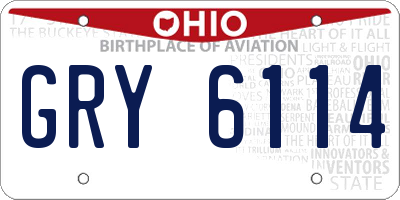 OH license plate GRY6114