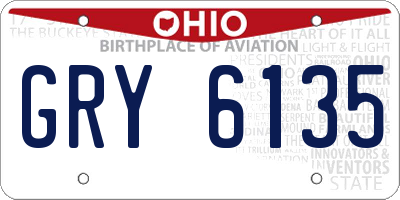 OH license plate GRY6135