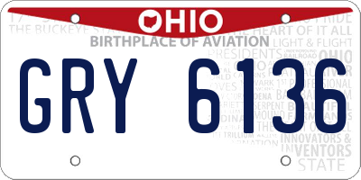OH license plate GRY6136