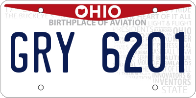 OH license plate GRY6201