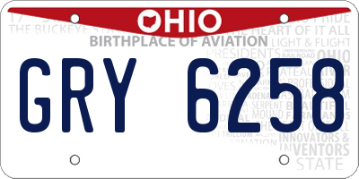 OH license plate GRY6258