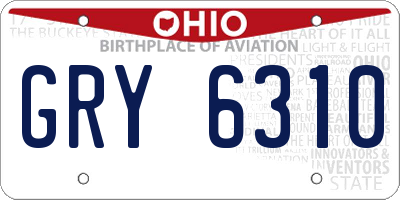 OH license plate GRY6310