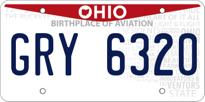 OH license plate GRY6320
