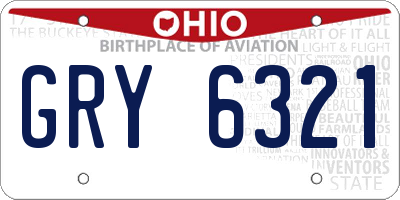 OH license plate GRY6321