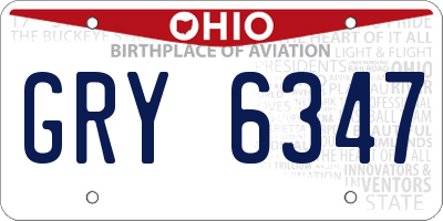 OH license plate GRY6347