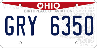 OH license plate GRY6350