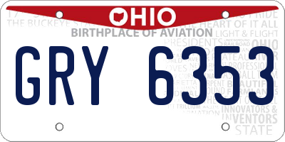 OH license plate GRY6353