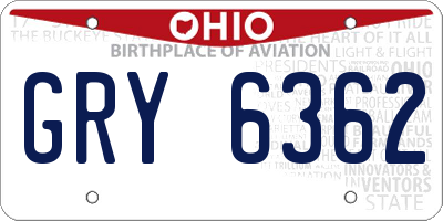 OH license plate GRY6362