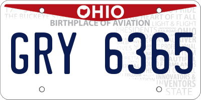OH license plate GRY6365