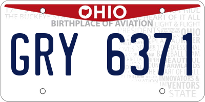 OH license plate GRY6371
