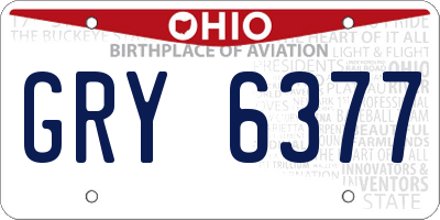 OH license plate GRY6377