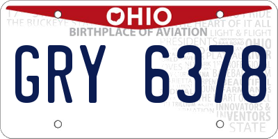 OH license plate GRY6378