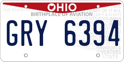 OH license plate GRY6394