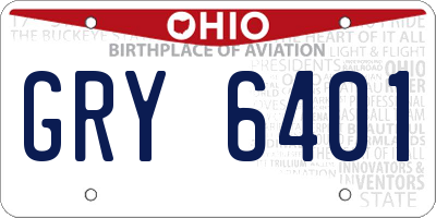 OH license plate GRY6401
