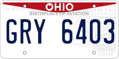 OH license plate GRY6403