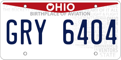 OH license plate GRY6404