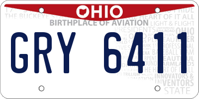 OH license plate GRY6411