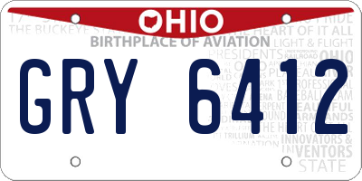 OH license plate GRY6412