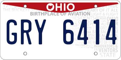 OH license plate GRY6414