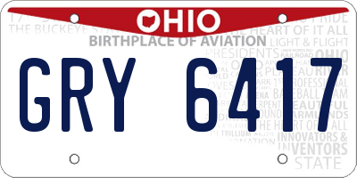 OH license plate GRY6417