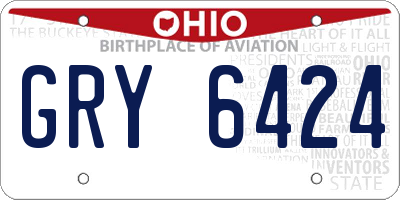 OH license plate GRY6424