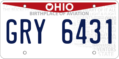 OH license plate GRY6431