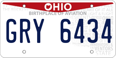 OH license plate GRY6434