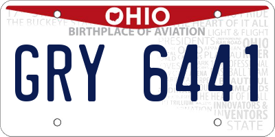 OH license plate GRY6441