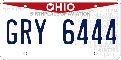 OH license plate GRY6444