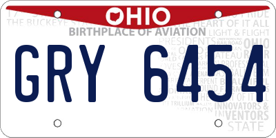 OH license plate GRY6454