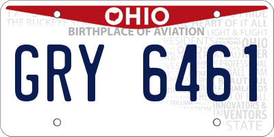 OH license plate GRY6461