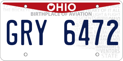 OH license plate GRY6472