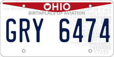 OH license plate GRY6474