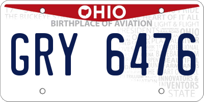 OH license plate GRY6476