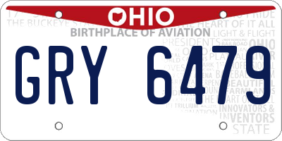 OH license plate GRY6479