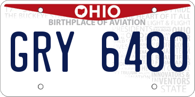 OH license plate GRY6480