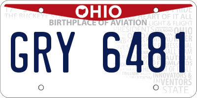 OH license plate GRY6481