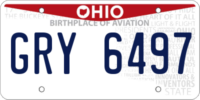 OH license plate GRY6497