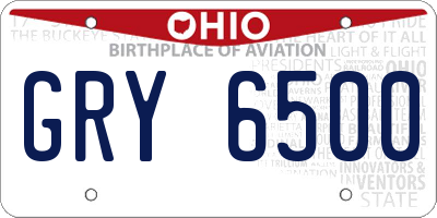 OH license plate GRY6500