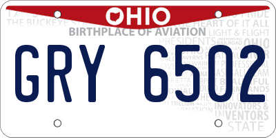 OH license plate GRY6502